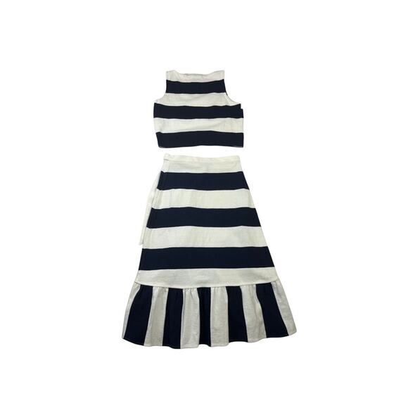 J. Crew Women's Navy/White Striped Cropped Tank Top XS/Rugby Knit Wrap Skirt XXS - Picture 3 of 14